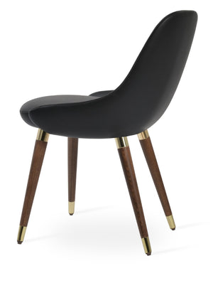 Soho Concept Gazel Wood Dining Chair - Soft Leatherette, Solid Beech Base, Gold Accent, 2-year Guarantee, 350 Lbs Capacity Walnut,Gold,Black  Soho-concept-dining-chair-03760