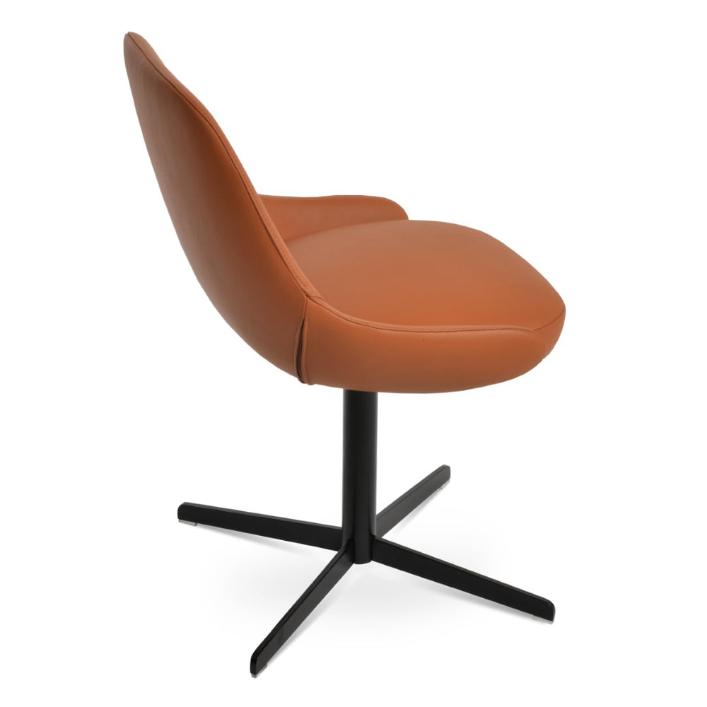 Soho Concept Gazel 4 Star Swivel Dining Chair In Camira Boucle Or Leather, Gold Finish, 10-year Guarantee, Stylish Design Black  Soho-concept-dining-chair-03771