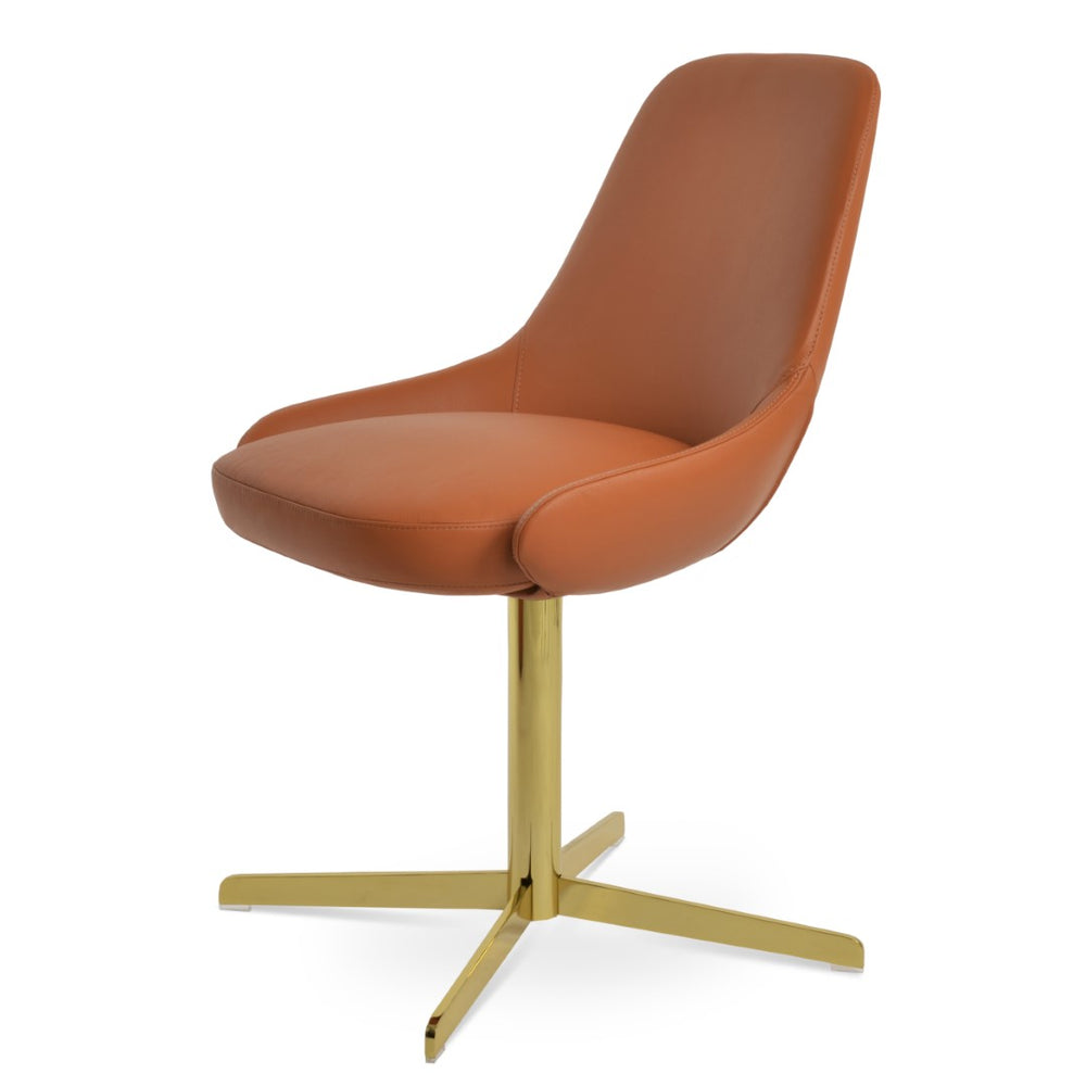 Soho Concept Gazel 4 Star Swivel Dining Chair In Camira Boucle Or Leather, Gold Finish, 10-year Guarantee, Stylish Design Black  Soho-concept-dining-chair-03771