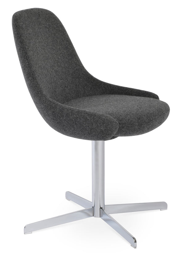 Soho Concept Gazel 4 Star Swivel Dining Chair - Elegant Camira Wool Upholstery, 10-year Guarantee, Stylish Design Chrome,Dark Grey  Soho-concept-dining-chair-03775