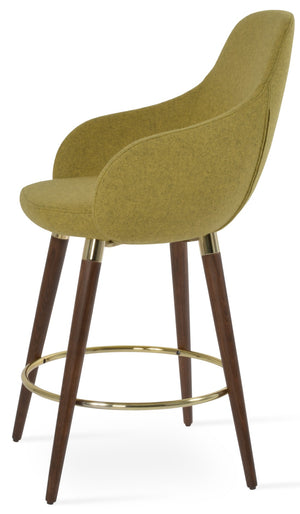 Soho Concept Gazel Arm Barstools & Counterstools - Premium Camira Wool, Solid Beech Wood, 10-year Guarantee, 350 Lbs Walnut,Gold  Soho-concept-dining-chair-08789