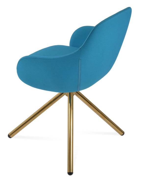 Soho Concept Gazel Arm Wire Counter & Bar Dining Chair - Stylish Camira Era Fabric, 10-year Guarantee, Gold & Turquoise Gold,Turquoise  Soho-concept-dining-chair-04005