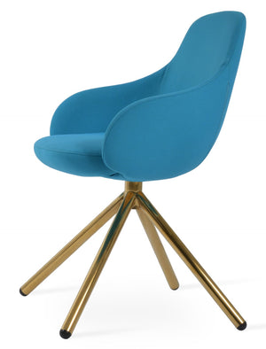 Soho Concept Gazel Arm Wire Counter & Bar Dining Chair - Stylish Camira Era Fabric, 10-year Guarantee, Gold & Turquoise Gold,Turquoise  Soho-concept-dining-chair-04005