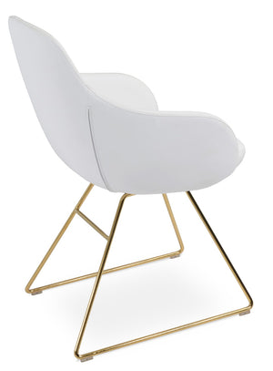 Soho Concept Gazel Arm Wire Bar Dining Chair - Modern Leatherette Design, 2-year Guarantee, Stylish & Durable Gold,White  Soho-concept-dining-chair-04007