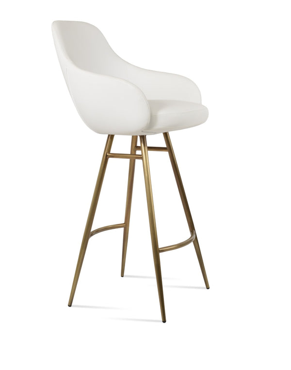 Soho Concept Gazel Arm Galata Barstools & Counterstools - Stylish Leatherette Seating With 2-year Guarantee Brass,White Steel Tubular Legs Soho-concept-dining-chair-08726