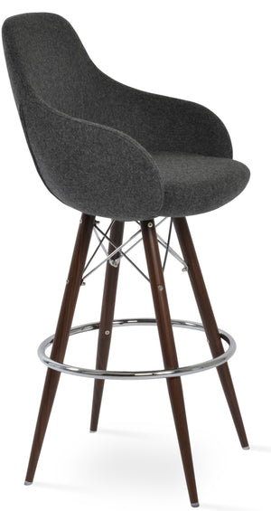 Soho Concept Gazel Arm Wood Barstools & Counterstools - Premium Camira Blazer Wool, 10-year Warranty, Walnut Finish Walnut,Dark Grey  Soho-concept-dining-chair-08727