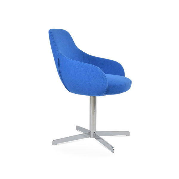 Soho Concept Gazel Arm Galata Counter Bar Stools - Stylish Upholstered Seating With 10-year Guarantee, Chrome Finish Chrome,Blue Steel Tubular Legs Soho-concept-dining-chair-03800