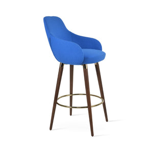 Soho Concept Gazel Arm Barstools & Counterstools - Premium Camira Yoredale Boucle Fabric, 10-year Warranty, Stylish! Walnut,Chrome,Blue  Soho-concept-dining-chair-08730