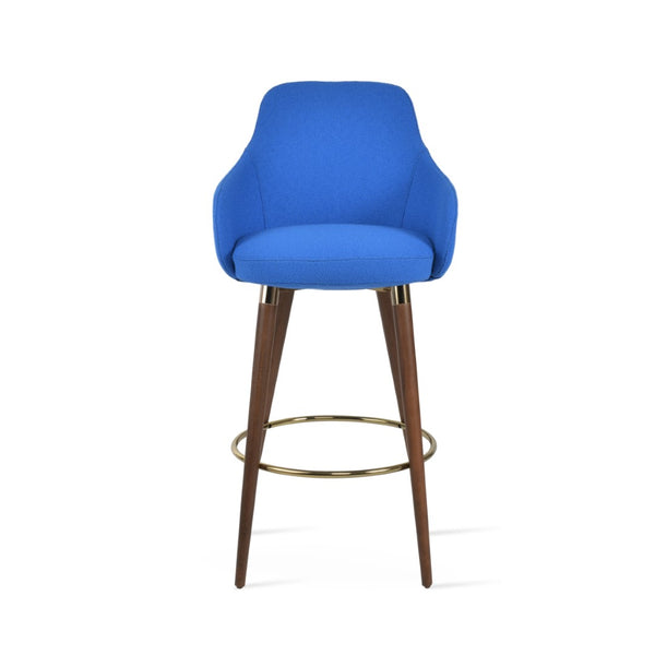 Soho Concept Gazel Arm Ana Bar And Counter Stools - Elegant Boucle Fabric, Stylish Metal Legs, 10-year Warranty Walnut,Gold,Blue  Soho-concept-dining-chair-08731