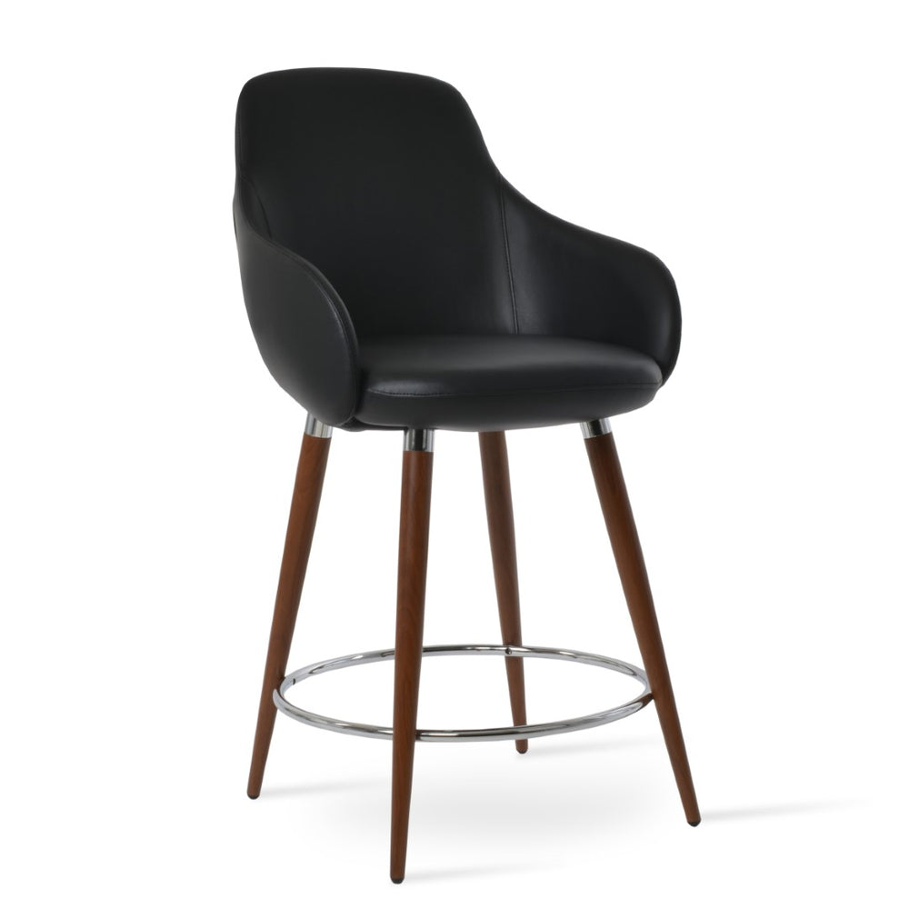 Soho Concept Gazel Arm Barstools & Counterstools - Stylish Leatherette Seating With Walnut & Chrome Finish Black,Walnut  Soho-concept-dining-chair-08733