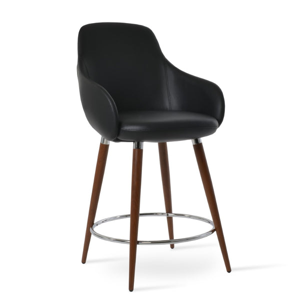Soho Concept Gazel Arm Barstools & Counterstools - Stylish Leatherette Seating With Walnut & Chrome Finish Black,Walnut  Soho-concept-dining-chair-08733