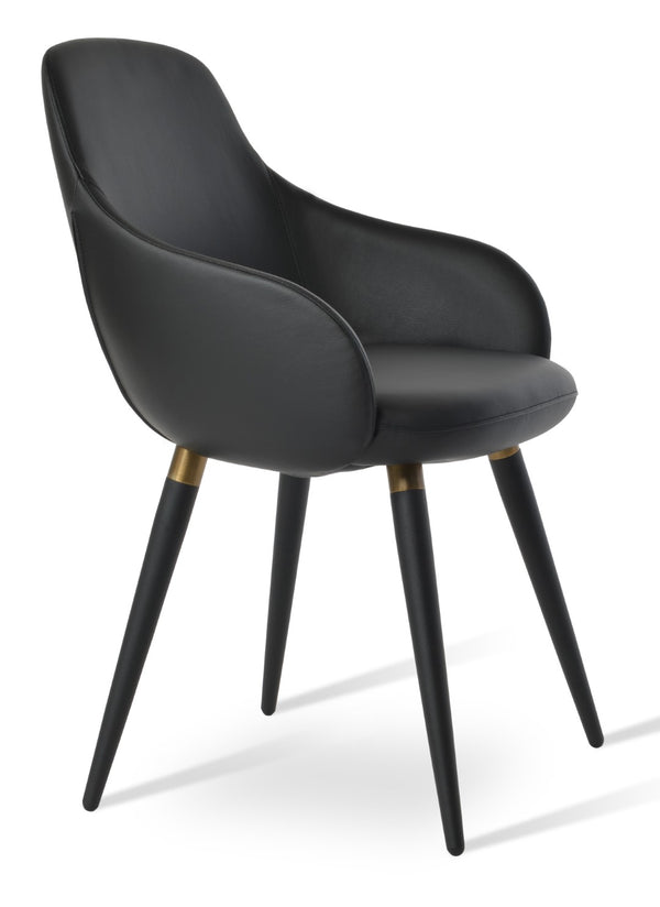 Soho Concept Gazel Arm Ana Counter & Bar Stools - Stylish Leatherette Seating With Durable Metal-walnut Design Black,Gold  Soho-concept-dining-chair-03813
