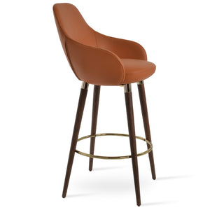 Soho Concept Gazel Arm Barstools & Counterstools - Premium Camira Yoredale Boucle Fabric, 10-year Warranty, Stylish! Walnut  Soho-concept-dining-chair-08728