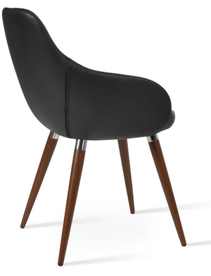 Soho Concept Gazel Arm Pr- Stylish Wood Counter & Bar Stools, Soft Leatherette, 10-year Guarantee, 350 Lbs Support Walnut,Black  Soho-concept-dining-chair-03814