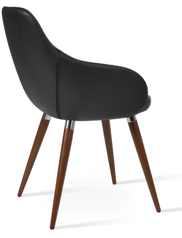 Soho Concept Gazel Arm Pr- Stylish Wood Counter & Bar Stools, Soft Leatherette, 10-year Guarantee, 350 Lbs Support Walnut,Black  Soho-concept-dining-chair-03814