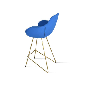 Soho Concept Gazel Arm Barstools & Counterstools - Elegant Boucle Fabric & Genuine Leather, 10-year Guarantee! Blue,Brass  Soho-concept-dining-chair-08740