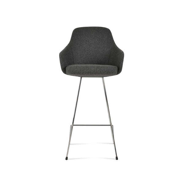 Soho Concept Gazel Arm Barstools & Counterstools - Premium Camira Wool, Stylish Wire Base, 10-year Guarantee Chrome,Dark Grey  Soho-concept-dining-chair-08737