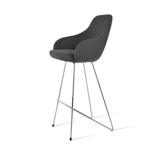 Soho Concept Gazel Arm Barstools & Counterstools - Premium Camira Wool, Stylish Wire Base, 10-year Guarantee Chrome,Dark Grey  Soho-concept-dining-chair-08736