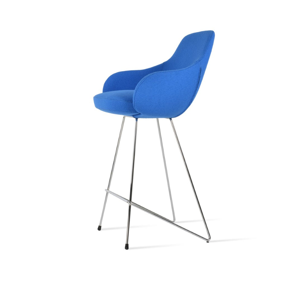Soho Concept Gazel Arm Barstools & Counterstools - Elegant Boucle Fabric & Genuine Leather, 10-year Guarantee! Chrome,Blue  Soho-concept-dining-chair-08735