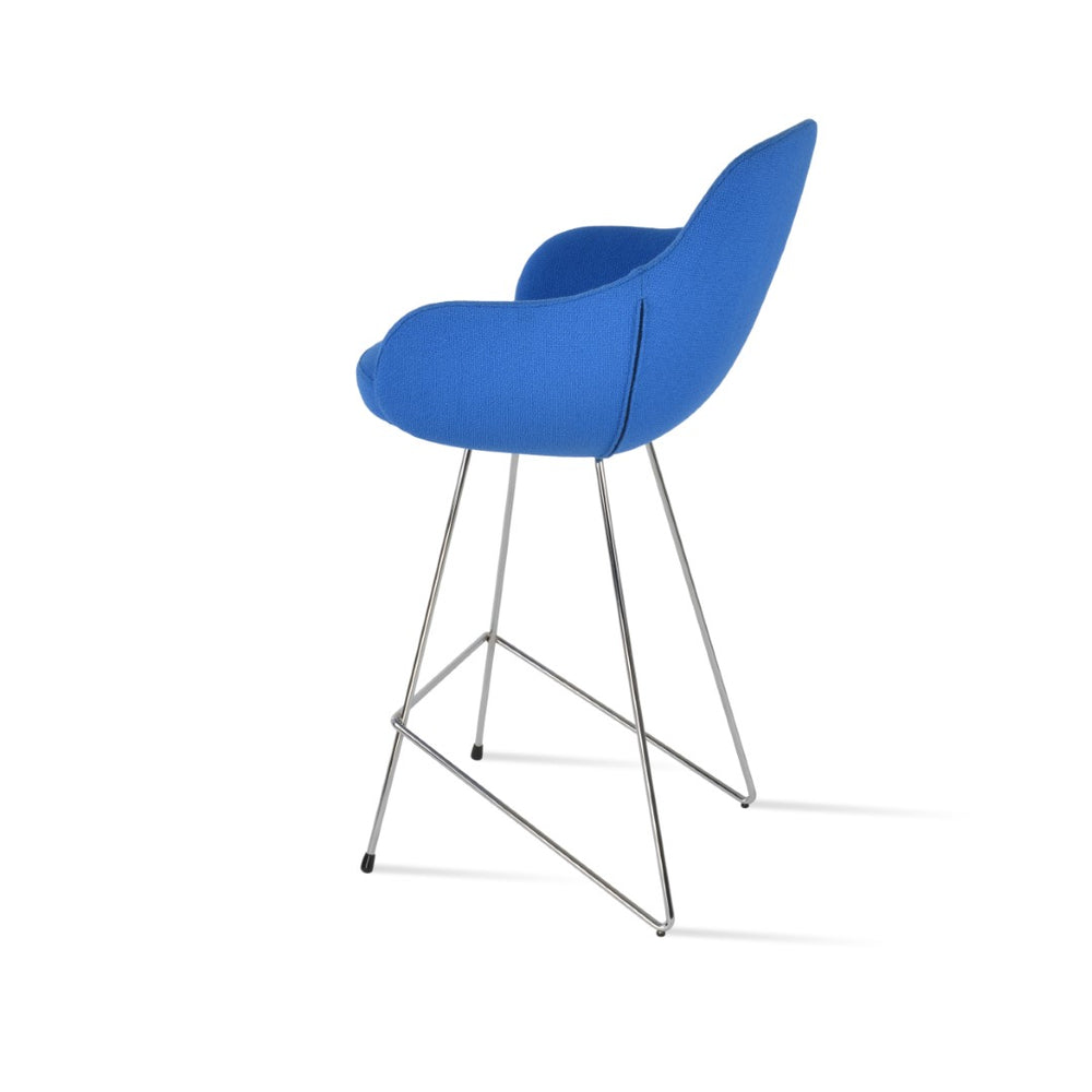 Soho Concept Gazel Arm Barstools & Counterstools - Elegant Boucle Fabric & Genuine Leather, 10-year Guarantee! Chrome,Blue  Soho-concept-dining-chair-08735