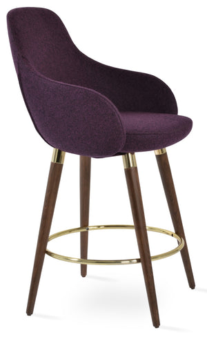 Soho Concept Gazel Arm Barstools & Counterstools - Premium Camira Wool, Solid Beech Wood, 10-year Guarantee, 350 Lbs Walnut,Gold  Soho-concept-dining-chair-08745
