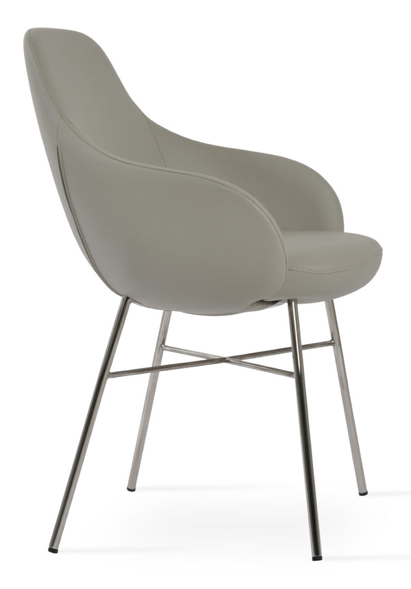 Soho Concept Gazel Arm Piston Stool With Full Footrest - Height Adjustable Leatherette Chair, 2-year Warranty Light Grey  Soho-concept-dining-chair-03831