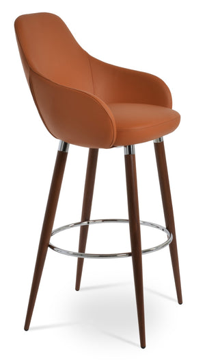Soho Concept Gazel Arm Barstools & Counterstools - Premium Camira Yoredale Boucle Fabric, 10-year Warranty, Stylish! Walnut  Soho-concept-dining-chair-08749
