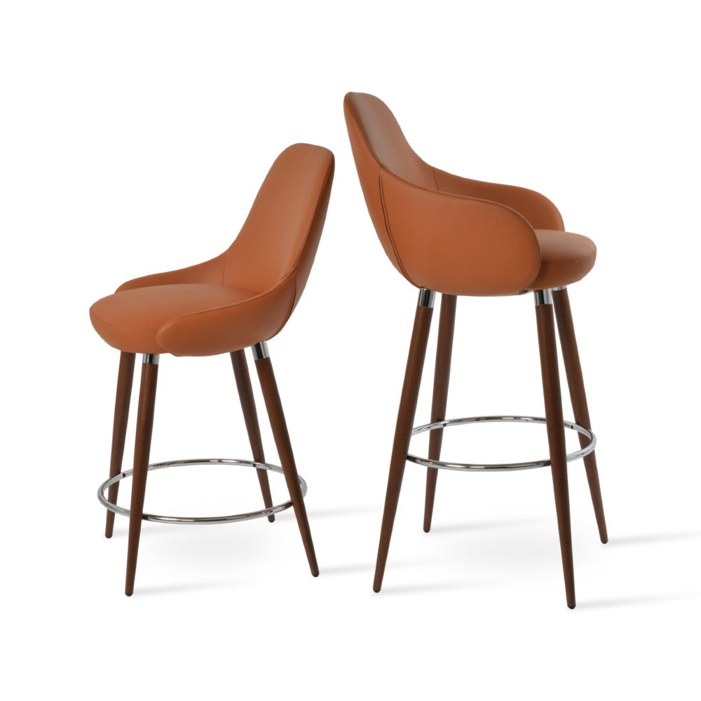 Soho Concept Gazel Arm Barstools & Counterstools - Premium Camira Yoredale Boucle Fabric, 10-year Warranty, Stylish! Walnut  Soho-concept-dining-chair-08749