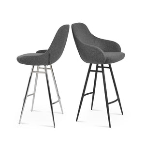 Soho Concept Gazel Stylish Arm Barstools & Counterstools In Camira Blazer Wool Fabric – 10-year Guarantee! Black,Dark Grey Steel Tubular Legs Soho-concept-dining-chair-06886