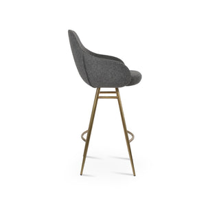 Soho Concept Gazel Stylish Arm Galata Barstools & Counterstools In Durable Camira Wool Fabric With 10-year Guarantee Brass,Dark Grey Steel Tubular Legs Soho-concept-dining-chair-08753