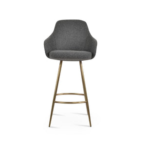 Soho Concept Gazel Stylish Arm Galata Barstools & Counterstools In Durable Camira Wool Fabric With 10-year Guarantee Brass,Dark Grey Steel Tubular Legs Soho-concept-dining-chair-06887