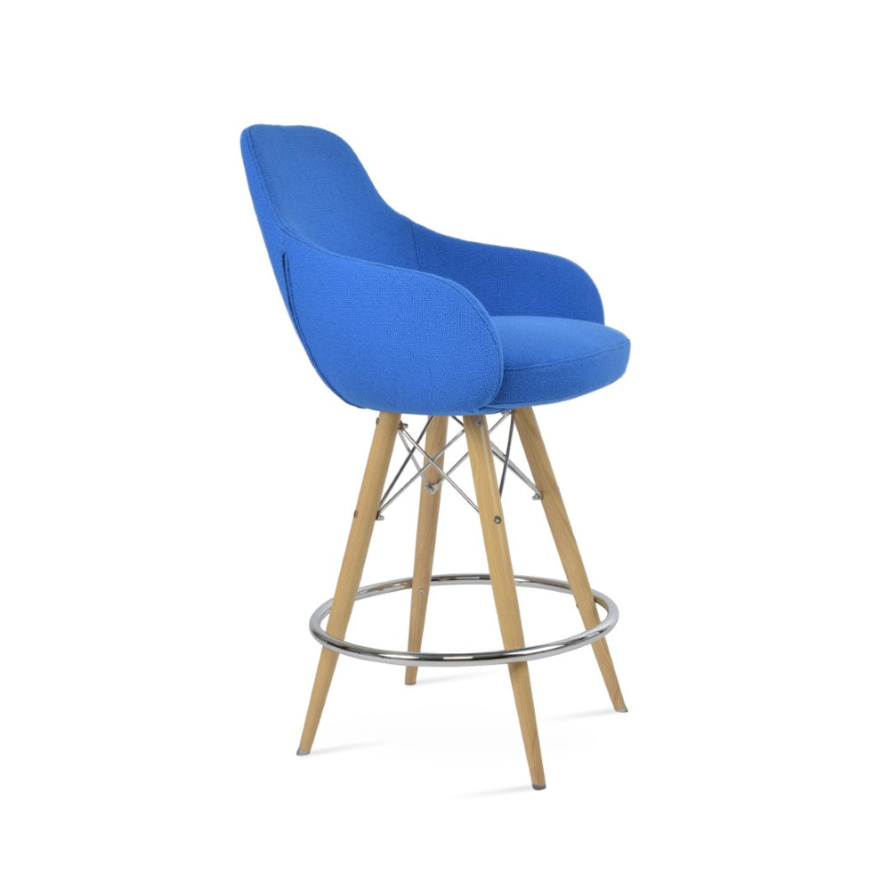 Soho Concept Gazel Stylish Arm Barstools & Counterstools In Camira Yoredale Boucle - 10-year Guarantee, Elegant Design Walnut  Soho-concept-dining-chair-08764