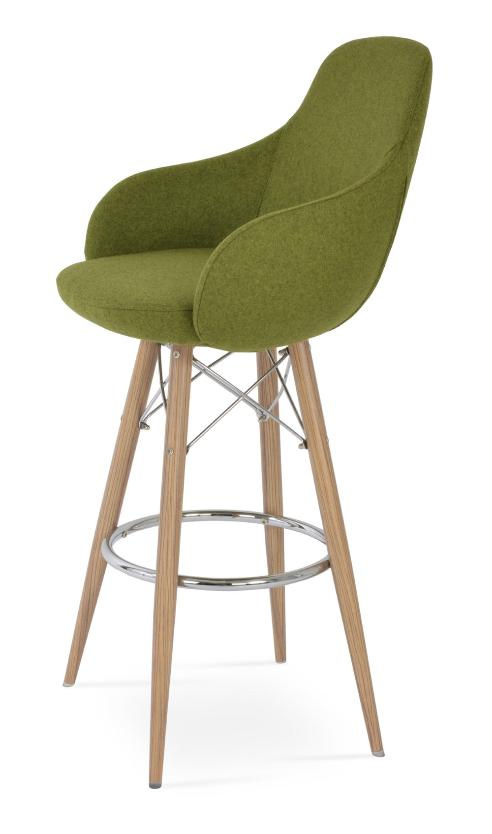 Soho Concept Gazel Arm Wood Barstools & Counterstools - Premium Camira Blazer Wool, 10-year Warranty, Walnut Finish Natural,Green  Soho-concept-dining-chair-08757