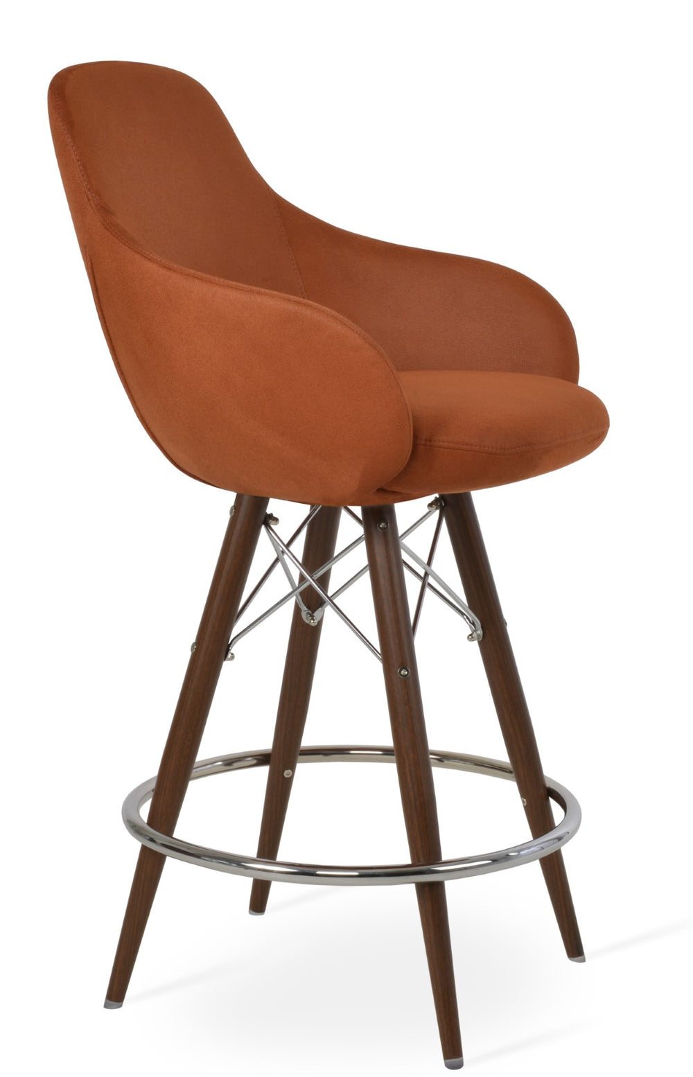 Soho Concept Gazel Arm Barstools & Counterstools - Luxurious Upholstery, Solid Wood, 10-year Guarantee, 350 Lbs Capacity Walnut  Soho-concept-dining-chair-08690