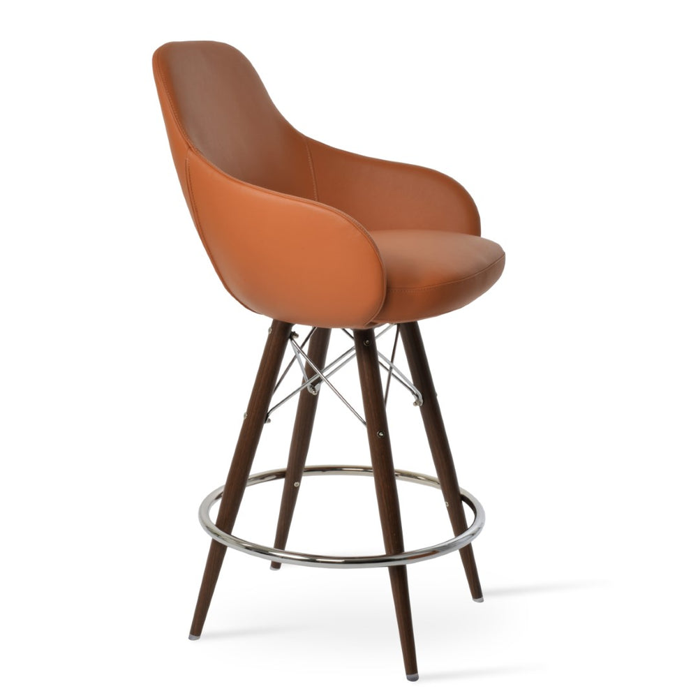 Soho Concept Gazel Stylish Arm Barstools & Counterstools In Camira Yoredale Boucle - 10-year Guarantee, Elegant Design Walnut  Soho-concept-dining-chair-08764