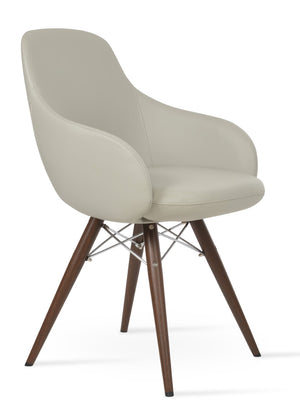 Soho Concept Gazel Arm Wood Counter & Bar Dining Chair - Soft Leatherette, Stylish Walnut, 2-year Guarantee! Walnut,Light Grey  Soho-concept-dining-chair-03853