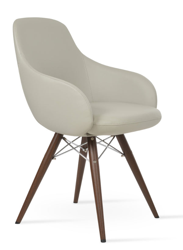Soho Concept Gazel Arm Wood Counter & Bar Dining Chair - Soft Leatherette, Stylish Walnut, 2-year Guarantee! Walnut,Light Grey  Soho-concept-dining-chair-03853