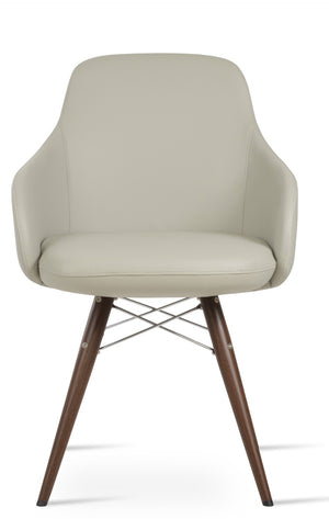 Soho Concept Gazel Arm Wood Counter & Bar Dining Chair - Soft Leatherette, Stylish Walnut, 2-year Guarantee! Walnut,Light Grey  Soho-concept-dining-chair-03853