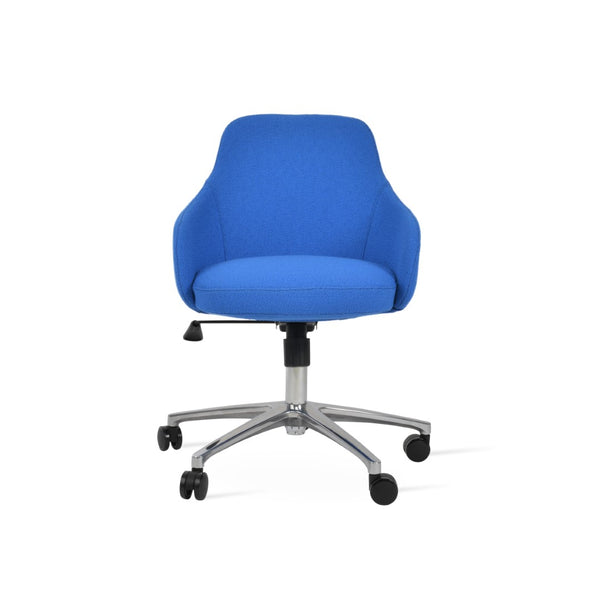 Soho Concept Gazel Arm Large Executive Chair In Camira Yoredale Boucle & Leather - 10-year Guarantee, 300 Lbs Blue  Soho-concept-dining-chair-11843