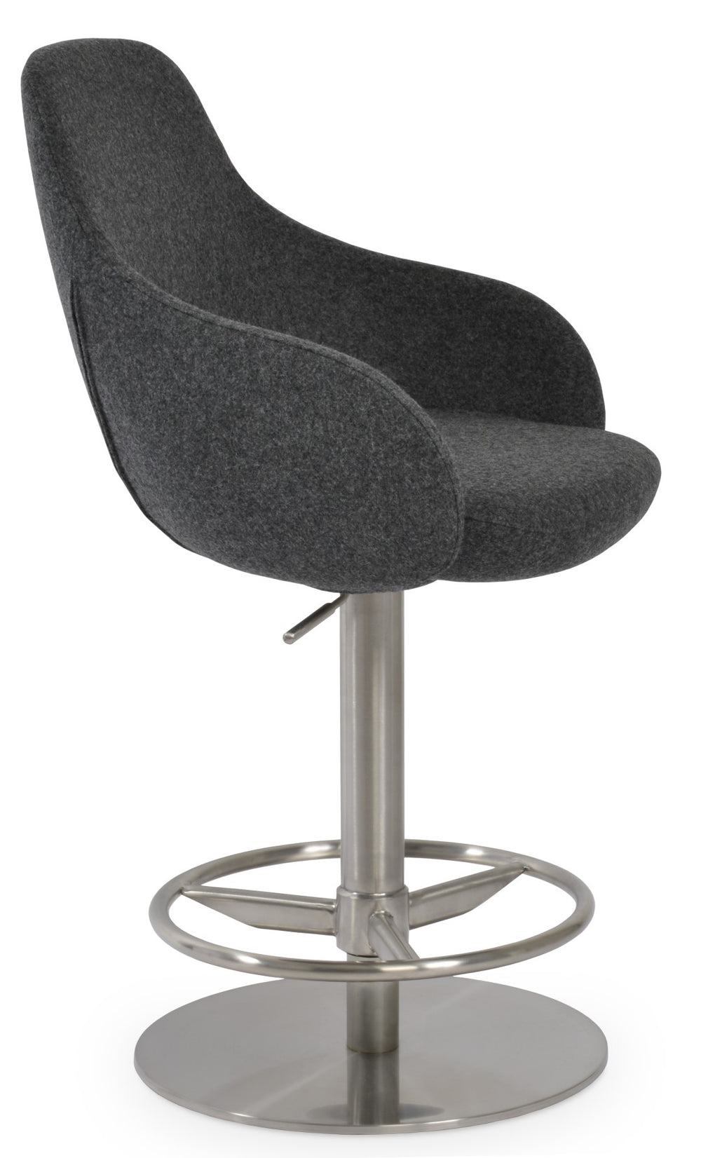 Soho Concept Gazel Adjustable Arm Piston Stool With Full Footrest - Premium Wool Upholstery & 10-year Guarantee Silver  Soho-concept-dining-chair-08680