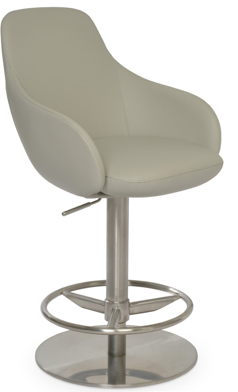 Soho Concept Gazel Adjustable Arm Piston Stool With Full Footrest - Stylish Leatherette Barstool, 2-year Warranty White  Soho-concept-dining-chair-08771