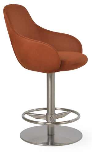 Soho Concept Gazel Adjustable Arm Barstools & Counterstools With Full Footrest In Boucle, Velvet & Nubuck Fabrics Seat Nubuck Fabric Cognac  Soho-concept-dining-chair-08768