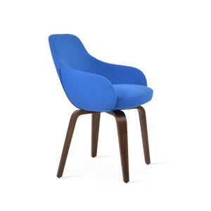 Soho Concept Gazel Arm Pr- Dining Chair In Premium Camira Boucle Wool With 10-year Guarantee & Durable Design Walnut,Blue  Soho-concept-dining-chair-03870