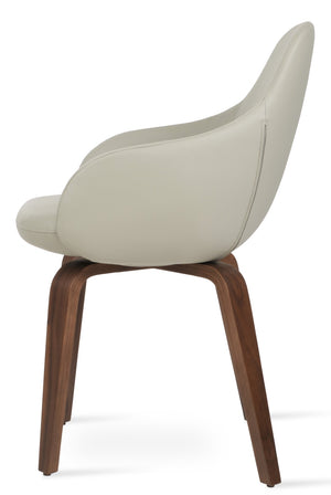 Soho Concept Gazel Arm Wood Counter & Bar Dining Chair - Soft Leatherette, Stylish Walnut, 2-year Guarantee! Walnut,Light Grey  Soho-concept-dining-chair-03861