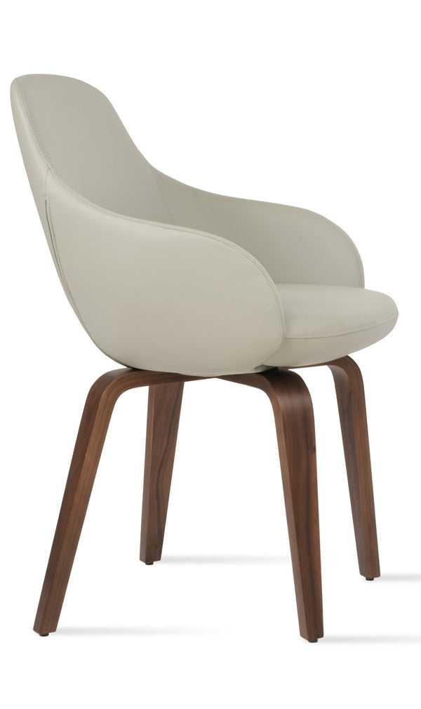 Soho Concept Gazel Arm Wood Counter & Bar Dining Chair - Soft Leatherette, Stylish Walnut, 2-year Guarantee! Walnut,Light Grey  Soho-concept-dining-chair-03861