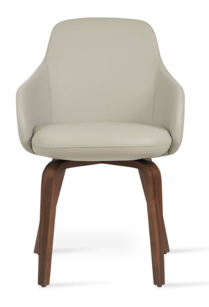 Soho Concept Gazel Arm Wood Counter & Bar Dining Chair - Soft Leatherette, Stylish Walnut, 2-year Guarantee! Walnut,Light Grey  Soho-concept-dining-chair-03861