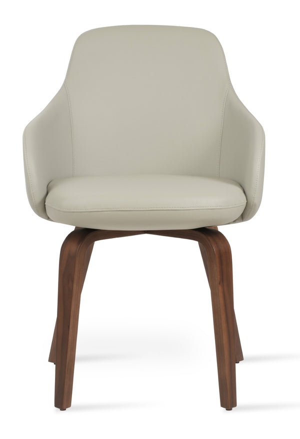 Soho Concept Gazel Arm Wood Counter & Bar Dining Chair - Soft Leatherette, Stylish Walnut, 2-year Guarantee! Walnut,Light Grey  Soho-concept-dining-chair-03861