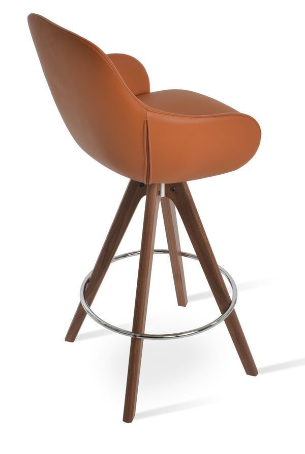 Soho Concept Gazel Arm Barstools & Counterstools - Luxe Camira Boucle Fabric, Solid Wood Base, 10-year Warranty! Walnut  Soho-concept-dining-chair-08774