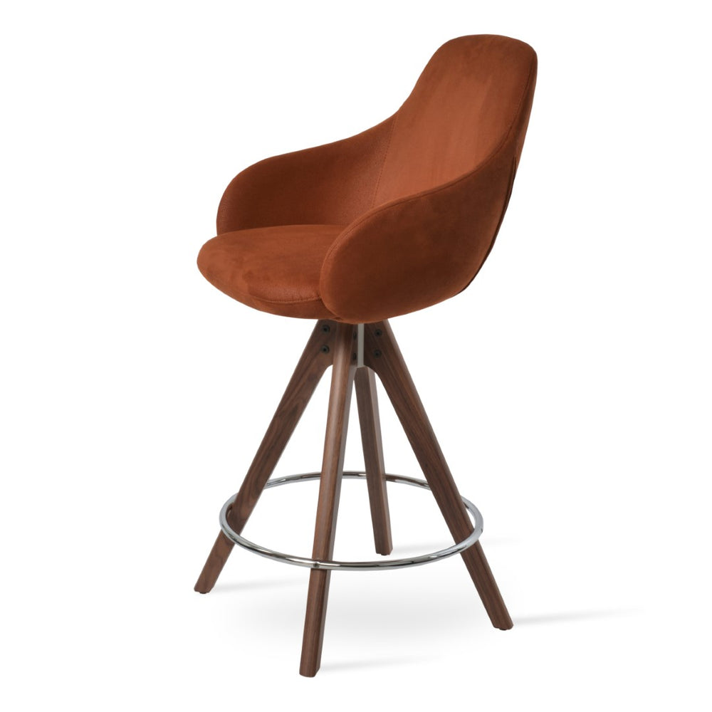 Soho Concept Gazel Arm Barstools & Counterstools - Stylish Swivel Design In Boucle, Velvet, Nubuck Fabrics, 10-year Warranty Walnut  Soho-concept-dining-chair-08775
