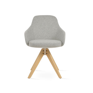 Soho Concept Gazel Arm Pyramid Dining Chair - Luxurious Wool Fabric, 10-year Guarantee, Stylish Walnut Finish Ash,Natural,Silver  Soho-concept-dining-chair-03881